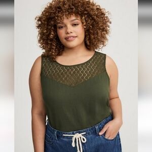 Torrid Olive Green Lace Tank Top
